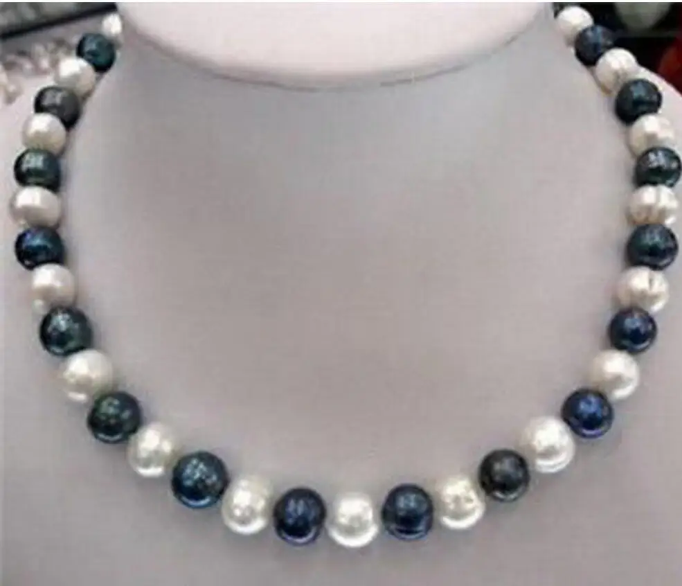 

8-9mm Natural Black & White Akoya Cultured Pearl Fashion Jewelry Necklace