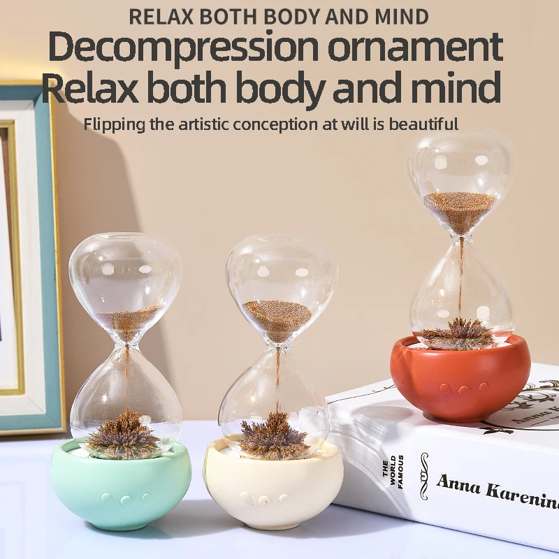 Creative Magnetic Hourglass Magnetic Magnet Office Desk Ornament Home Decoration Gift Magnetic Hourglass Crafts Hourglass Timer