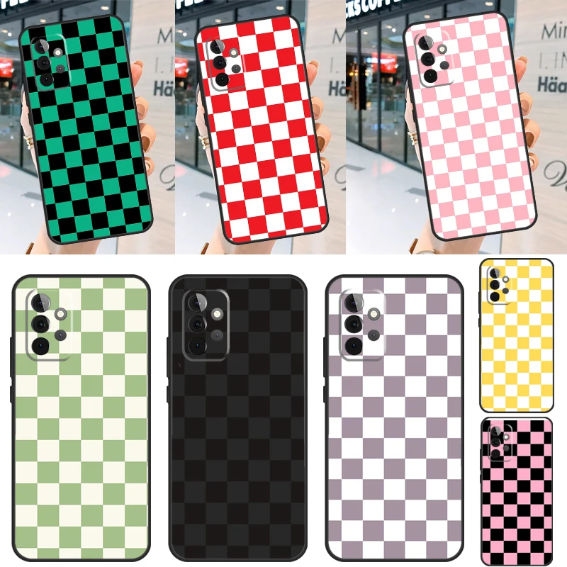 Checkerboard Checkered Board Case For Samsung Galaxy A52 A32 A22 A12 A13 A33 A53 A73 A50 A52S A51 A71 A14 A34 A54 Coque