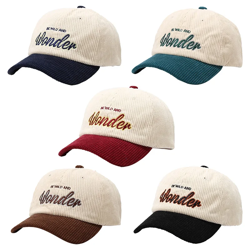 

Letter Stitching Baseball Cap Letters Embroidery Sun Hats Fashion Corduroy Snapback Hat Women Men Unisex Sports Cap