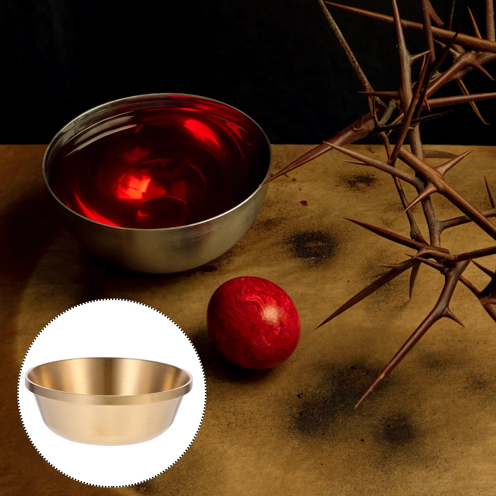 1Pcs Bowl Auspicious Thick Copper Offering Bowl Polished Smooth Surface for Buddhist Sacrifice Party Decoration