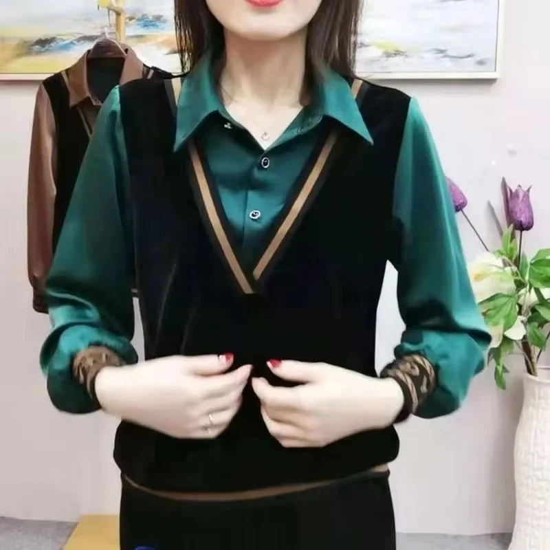 Spring Autumn New Fashion Pullover Women Shirt Tops Long Sleeve Versatile Button Blouse Female Casual Large Size Shirts M-4XL