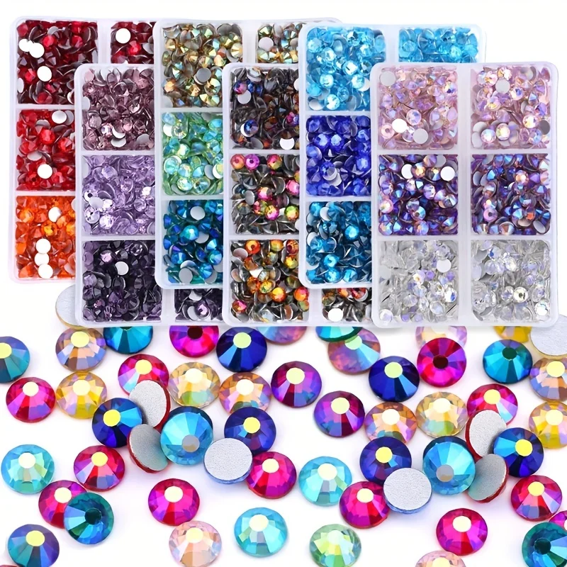 Glass SS20 3Color BOX Mixed AB Color Crystal Flatback Nail Art Rhinestones Round Non Hotfix Flat Bottom Gems Ongles Glitter Uñas