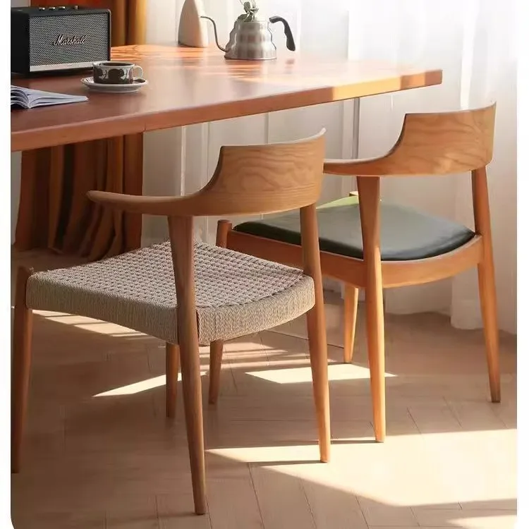 

Customizable Suspended Horn Chair Tea Home Dining Solid Wood Chair with Armrests