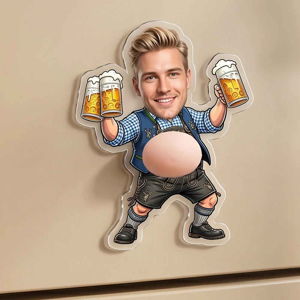 Personalized photo beer refrigerator sticker, designed specifically for beer enthusiasts, can be customized with photos, text, s