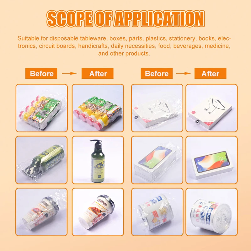 Mesin Pembungkus Shrink Wrap untuk Meja, Botol Kecil, Karton, Kotak, Baler Paket, Obat Nyamuk Bakar, Plastik POE, PP, PVC, PE Film