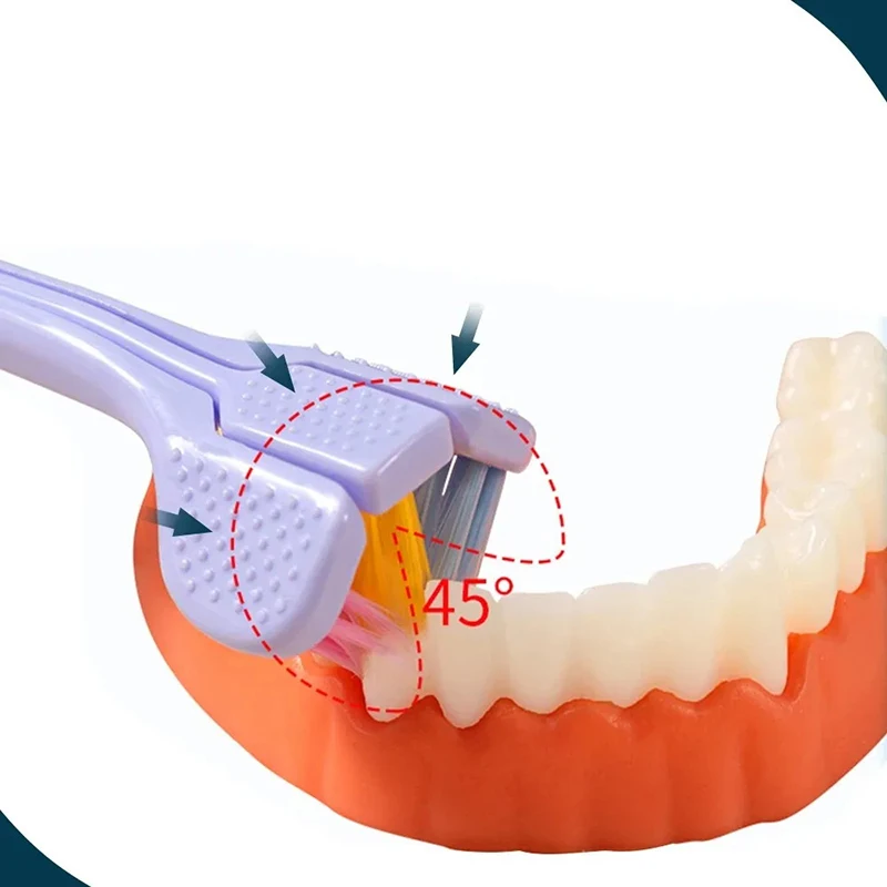 3D стерео трехсторонняя зубная щетка ультратонкая Мягкая зубная щетка для взрослых скребок для языка для глубокой чистки зубов Зубная щетка