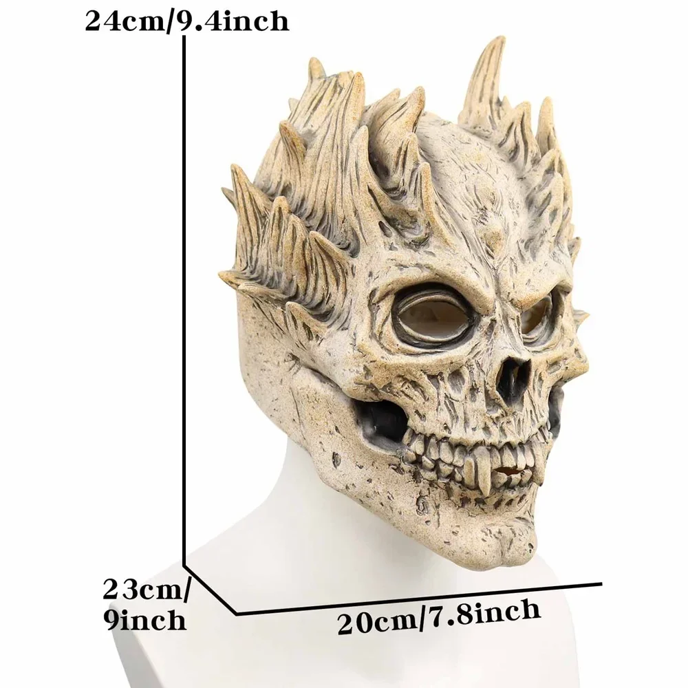 Skull Warrior Mask Halloween Death Demon Mask Dragon Skull Half Face Mask Cosplay Props Horror Skeleton Carnival Party Dress Up