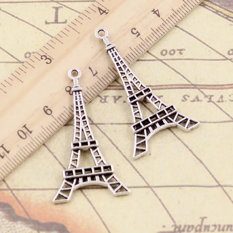 10pcs Charms Eiffel Tower Paris 44x24mm Tibetan Bronze Silver Color Pendants Antique Jewelry Making DIY Handmade Craft