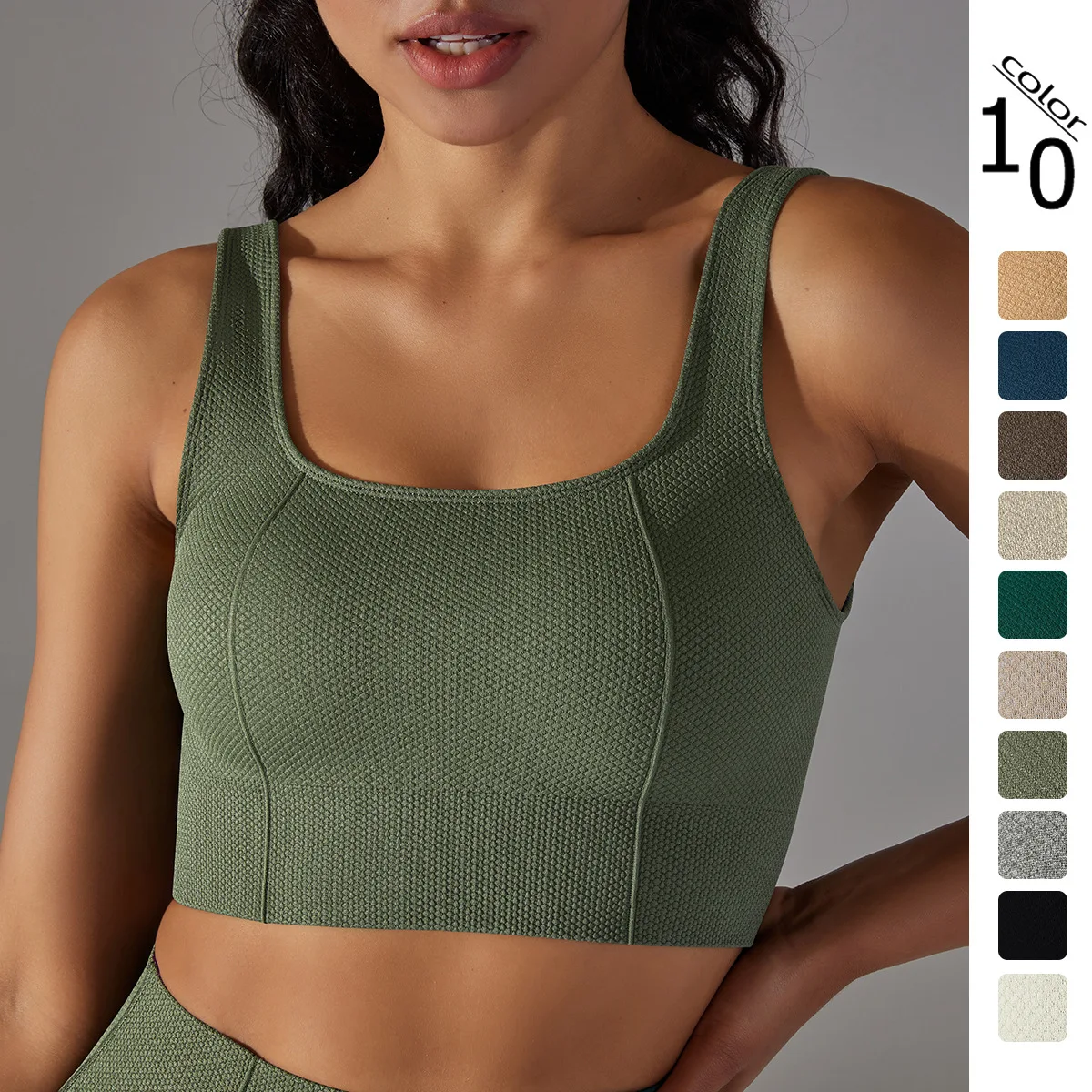 Women Sports Bras Seamless Fitnesss Shockproof Corp Top Bra Comfortable Gym Vest Solid Color Workout Running Camisole Bra