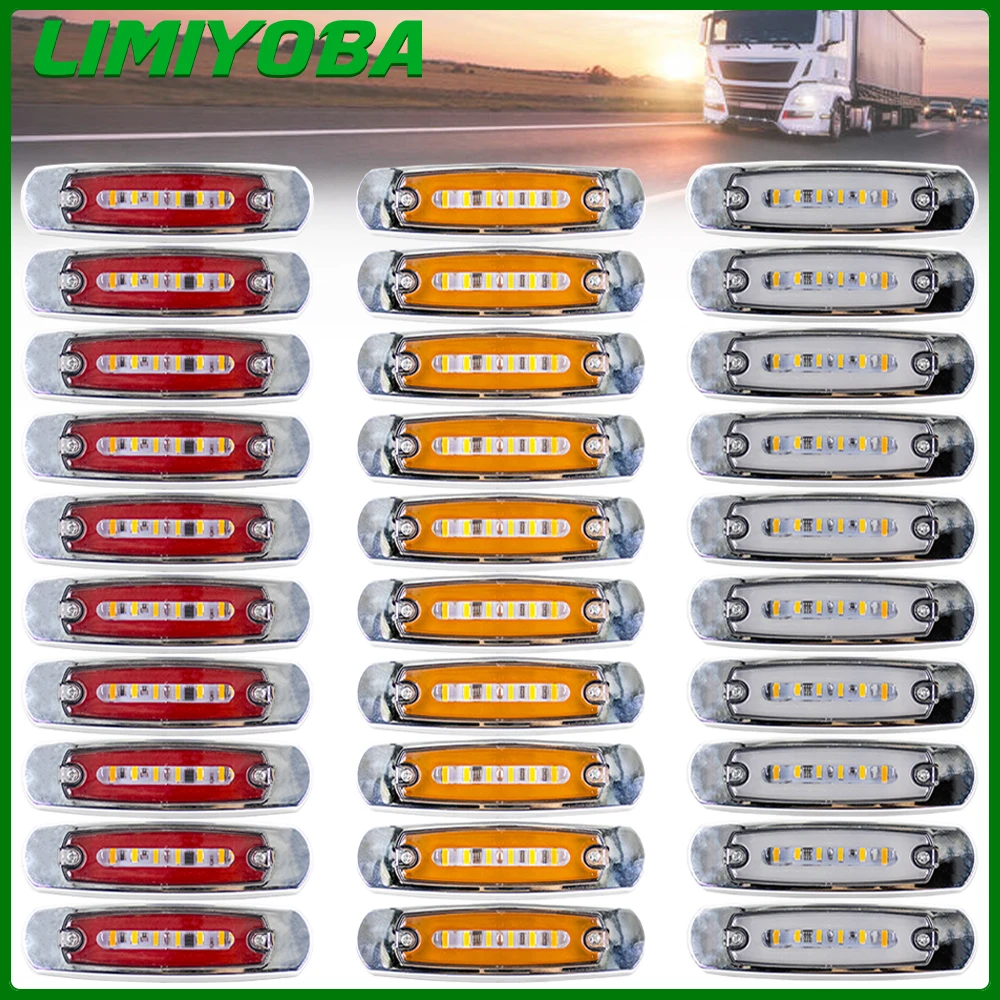 

10pcs 12V 24V Truck Dynamic LED Side Marker Lights Indicator Warning LampTrailer Lorry Caravan Clearance Light Turn Signal Lamp