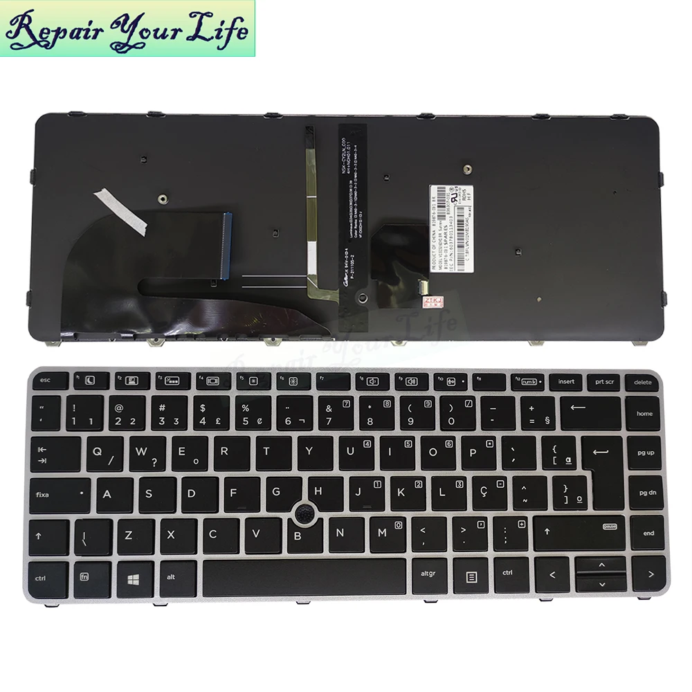 PT-BR Brazilian Brazil Backlit Keyboards for HP Elitebook 840 G4 848 G3 G4 745 G3 silver frame point sticker 903008 901042 201