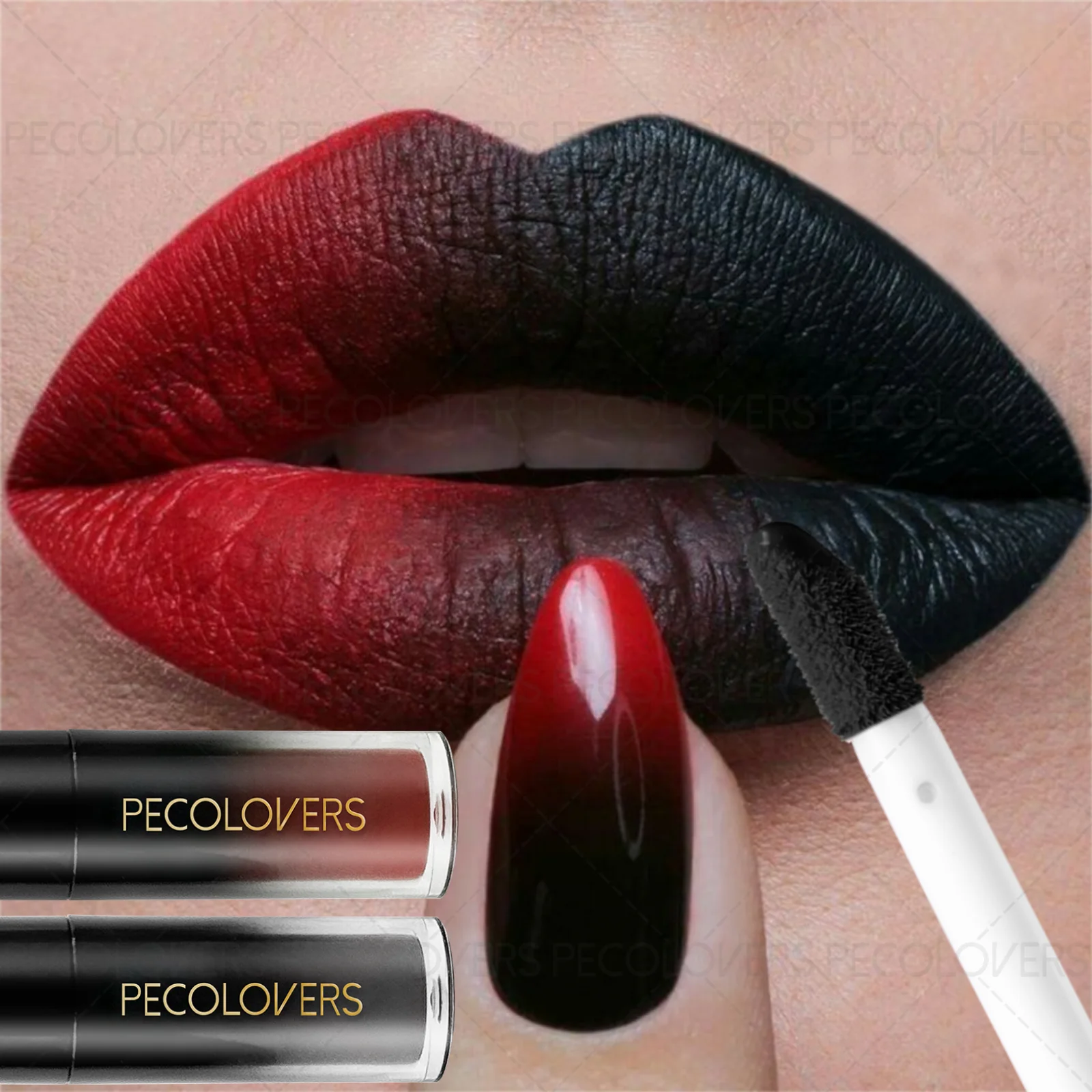 1PC Matte Velvet Lip Gloss, Elegant Gothic Matte Effect, Purple/black/dark Red, Non-sticky, Create A Halloween Makeup Look.