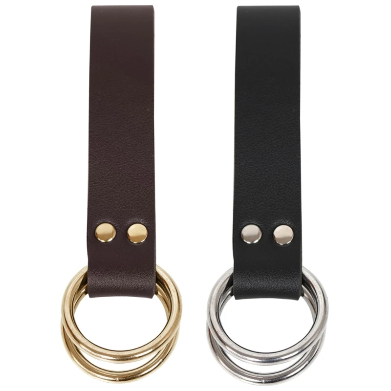 2024 New Women Men Mug Hook Strap Double Metal Rings Leather Loop Medieval Belt Skirt Hiking Performance Adult Accessorie