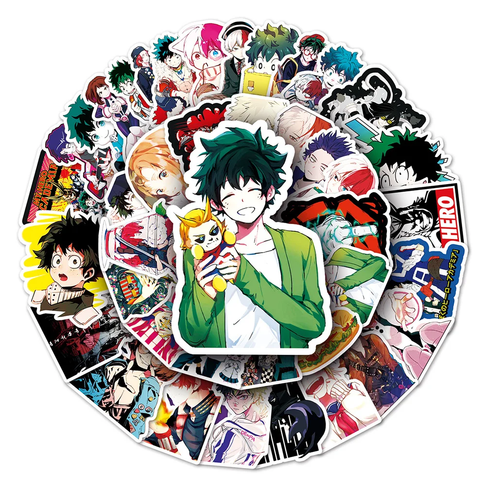 10/30/50/100pcs My Hero Academia Stickers Anime Waterproof Graffiti Phone Case Laptop Skateboard Cool Kids Cartoon Sticker Toys