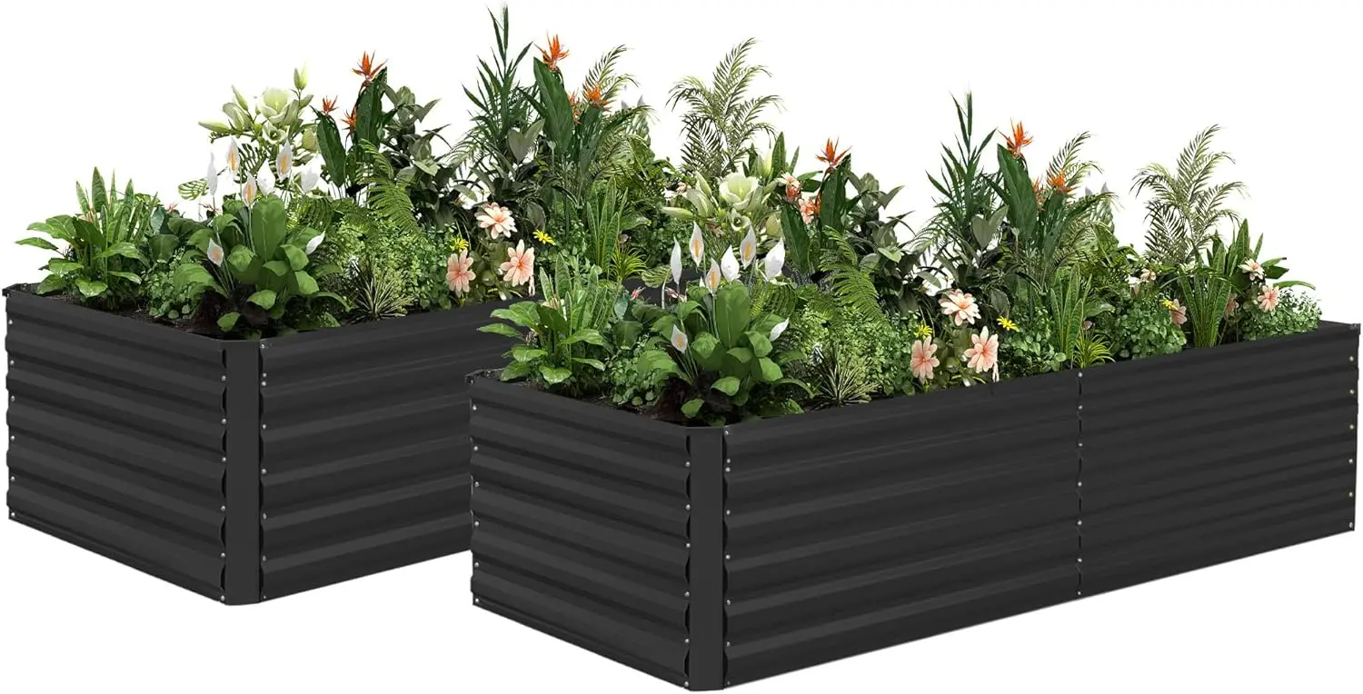 8x4x2 ft Raised Garden Bed, Large Metal Planter Raised Beds, Planters for Outdoor Plants for Vegetables, Flowers, Herbs, Fruits, and Succulents.(2 Pcs)