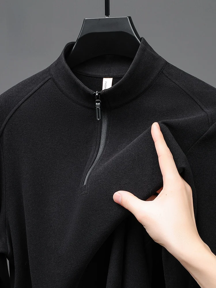 

Мужская повседневная толстовка на молнии с вышивкой, воротником-стойкой, длинным рукавом, в деловом стиле, для джентльменов, теплая, стандартного кроя