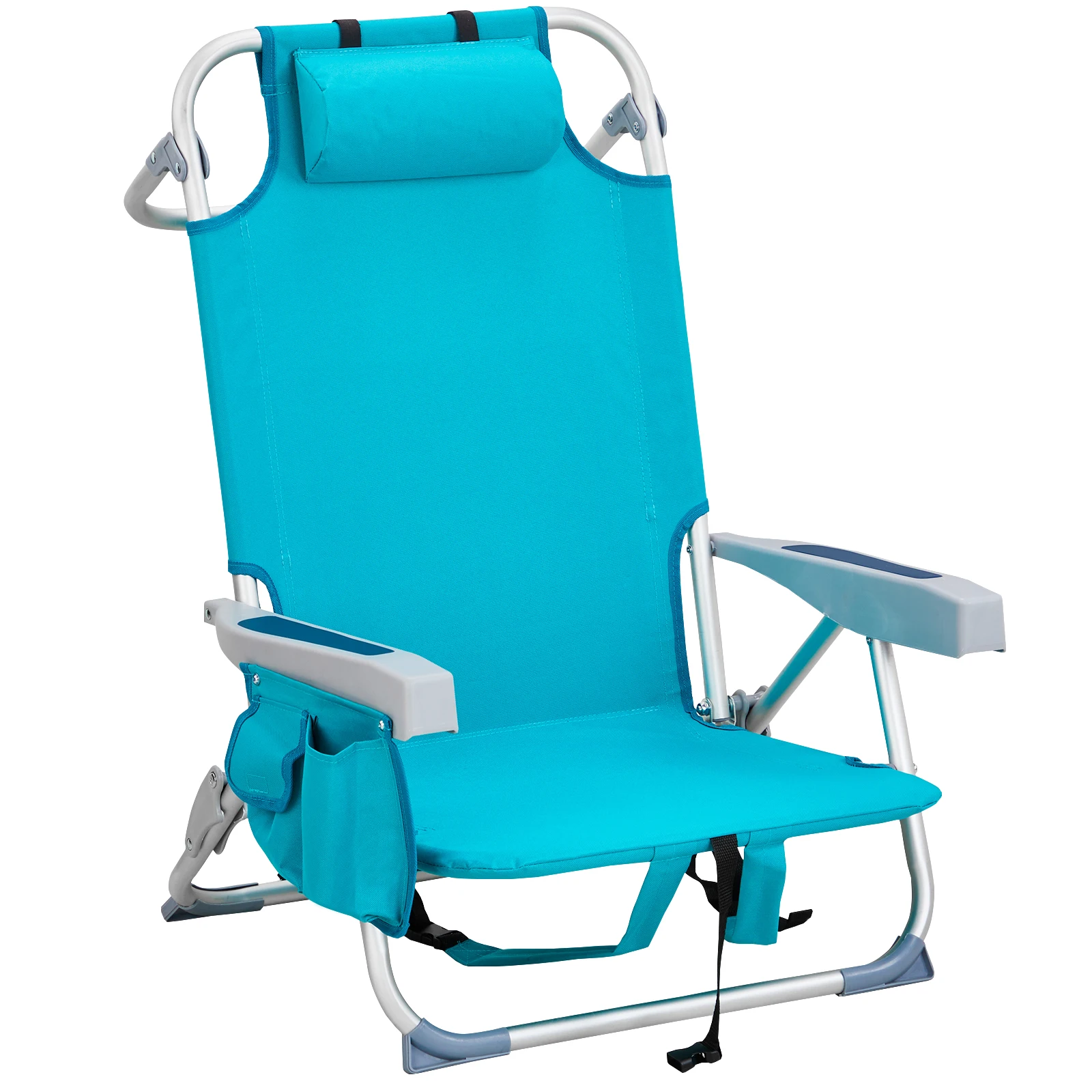 

63*65*82cm Short Oxford Cloth Silver White Aluminum Tube Bearing 100kg Beach Chair Mint Green