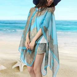 Women Bikini Cover Up Beach Dress Blouses Sun Protection Chiffon Cardigan Summer Holiday Shawl Ridding Large Size Long Tops