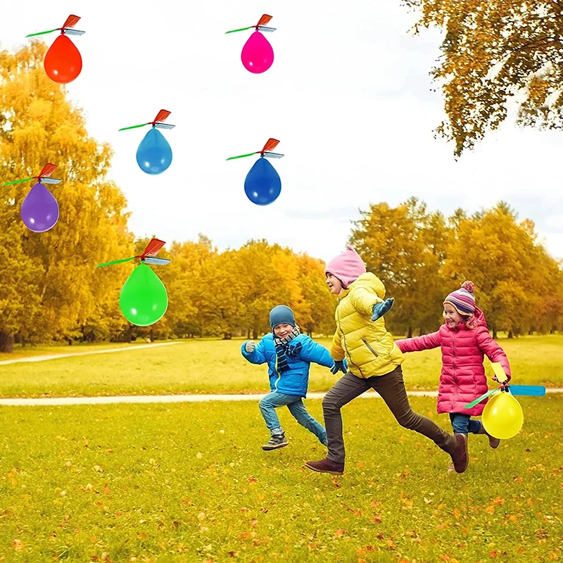 6/12PCS Children's Outdoor Balloon Rotating Helicopter Launcher Set Balloon Parent Child Interactive Children's Puzzle Toy