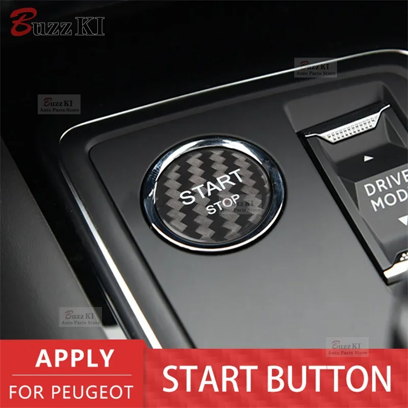 For Peugeot 408 308S 508 C4 4008 5008 Car Engine Start Stop Button Cover Real Carbon Fiber Sticker