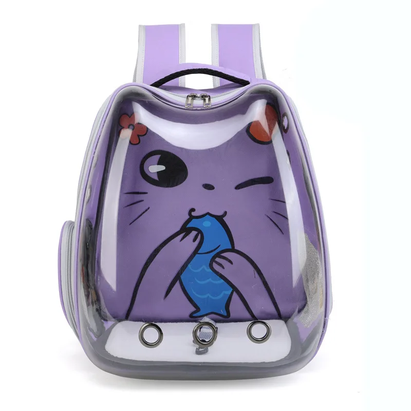 Mochila transportín transparente para gatos y perros, doble correa
