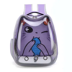 Mochila transportín transparente para gatos y perros, doble correa