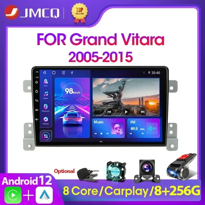 JMCQ-Radio Multimedia con GPS para coche, reproductor de vídeo con Android 12, 9 pulgadas, 4G + WiFi, DSP, 2 din, Carplay, para Suzuki Grand Vitara