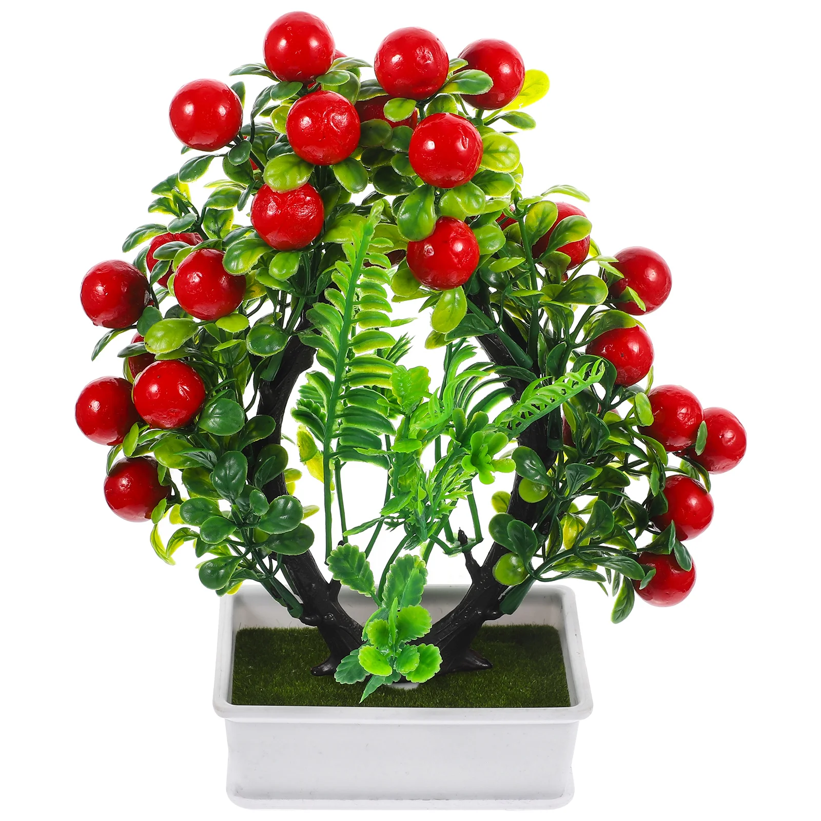 

Artificial Fruit Tree Potted Plant Realistic Simulation Bonsai nament Lifelike Fruits Decor Indoor Outdoor Greenery White Pot