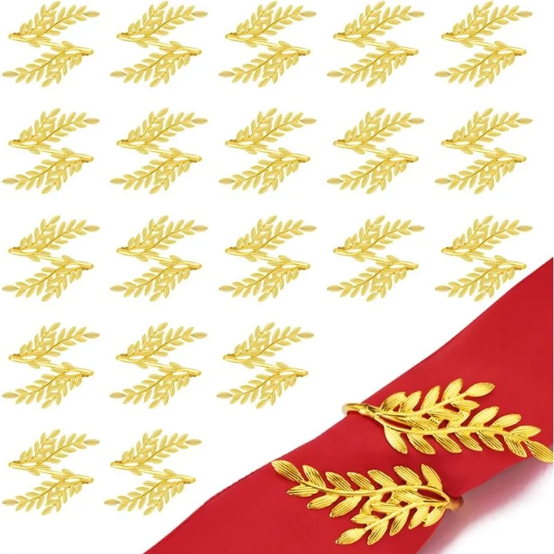 

Autumn Gold Leaf Napkin Rings Holiday Table Decor Thanksgiving Christmas Wedding Dining Setting Fall Napkin Holders