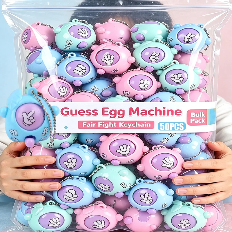 Rock Paper Scissors Guessing Egg Keychain Funny Game Toy Keyring Kids Birthday Party Favors Christmas Wedding Guest Small Gifts