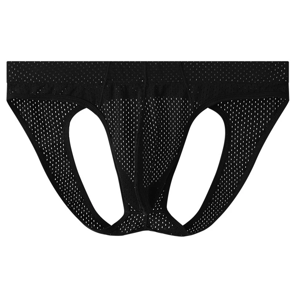 

Men Sexy Mesh Open Butt Underwear Low Waist Breathable U-Convex Pouch Underpants Buttocks Hollow Thong Mens Thongs And G Strings