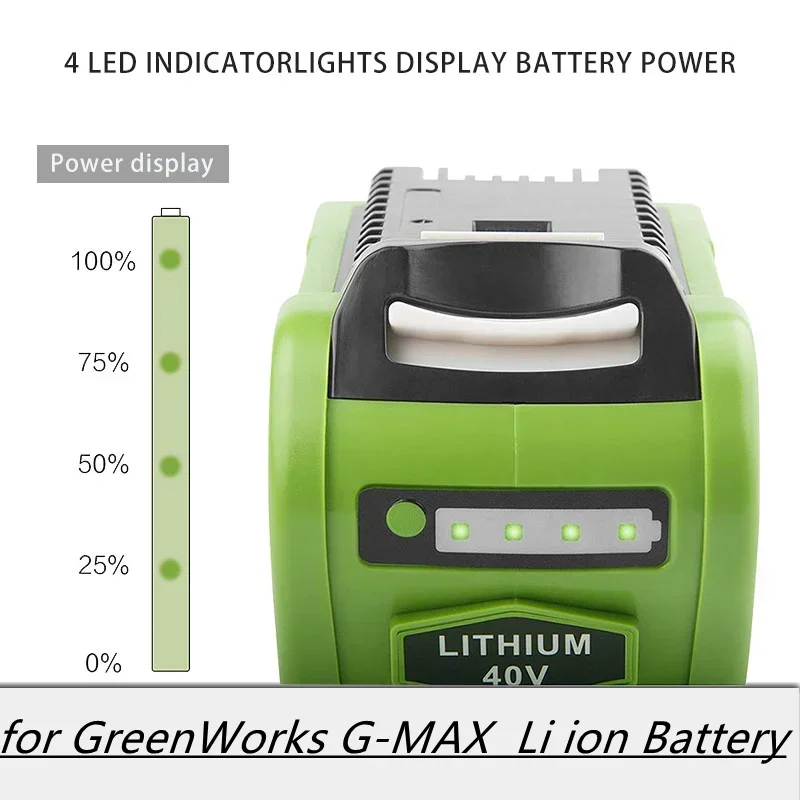 40V 6.0 Ah Li Ion Battery for GreenWorks G-MAX 29472 29462 290319 29482 20302 20672 24252 20202 22262 20322 Garden Power Tools