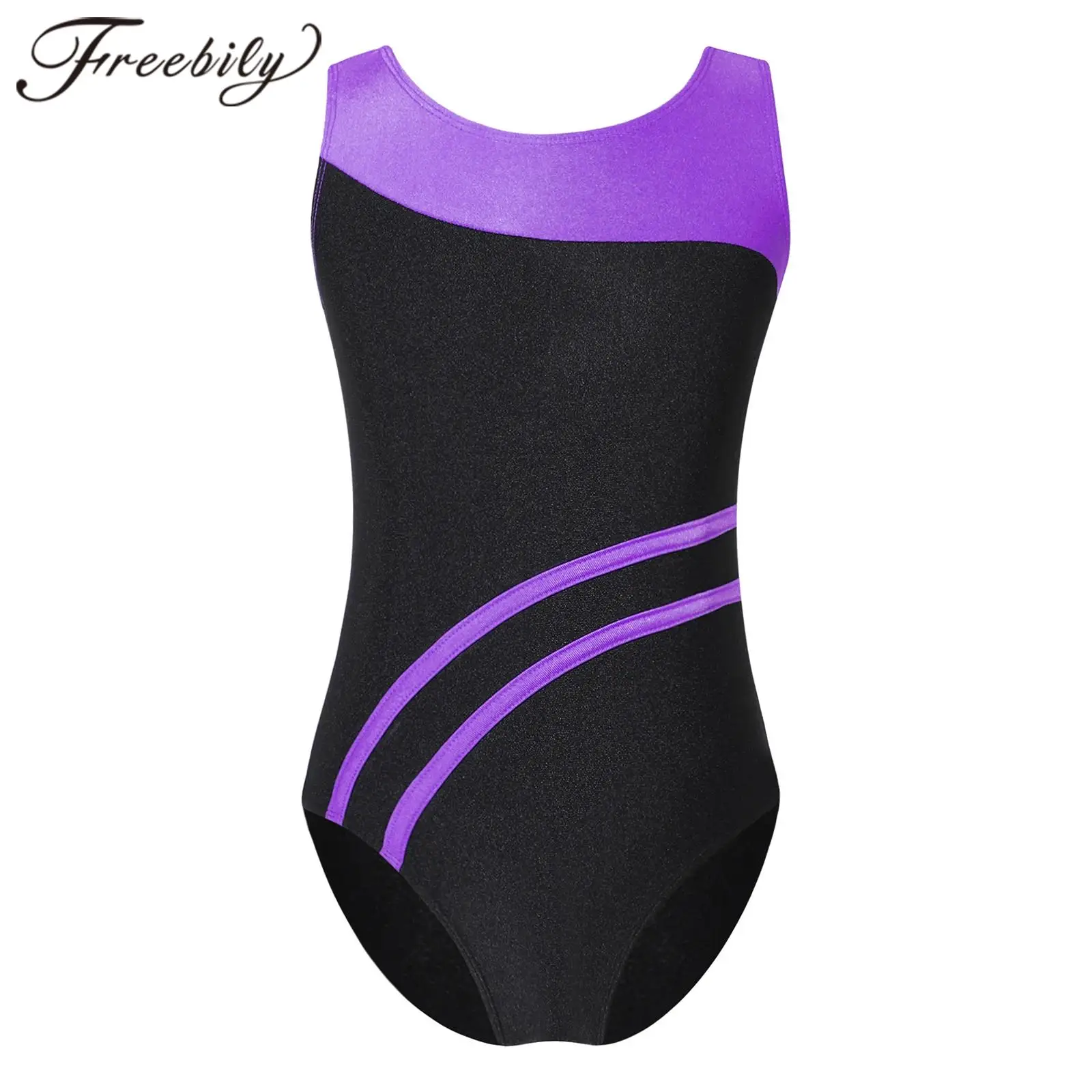 Kids Gymnastics Jumpsuit for Girls Sleeveless Ballet Dance Leotard Ballerina Teens Shiny Yoga Exercise Figure Skating Bodysuit