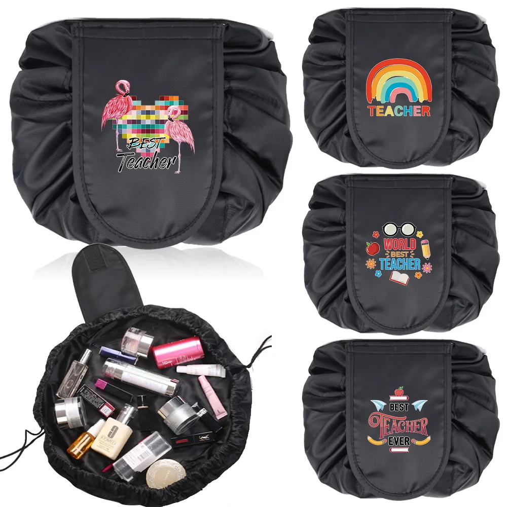 

Women Drawstring Cosmetic Bag Travel Portable Cosmetic Case 2025 New Teacher Series Fashion Crossbody Organizer Bags