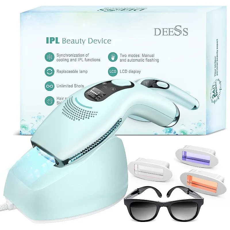 

DEESS IPL Laser Hair Removal with ICE Freezing Point Cooling System, Unlimited Flashes at-Home Permanent Hair Removal Device