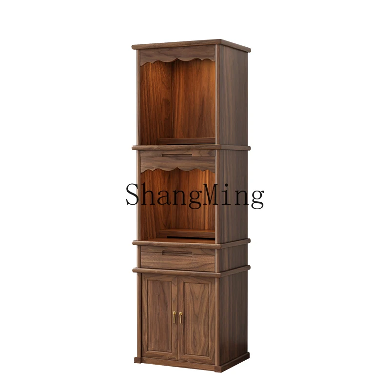 

ZJH New Chinese-style solid wood Buddhist shrine offering table table Shentai cabinet, three-layer God of Wealth cabinet