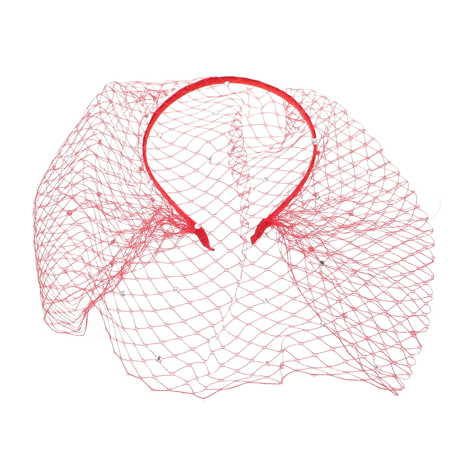 

Красная сетчатая повязка на голову с вуалью в стиле винтаж, свадебный головной убор, элегантный фасцинатор для невесты, шляпка-вуаль в стиле 1920-х годов для коктейльной вечеринки