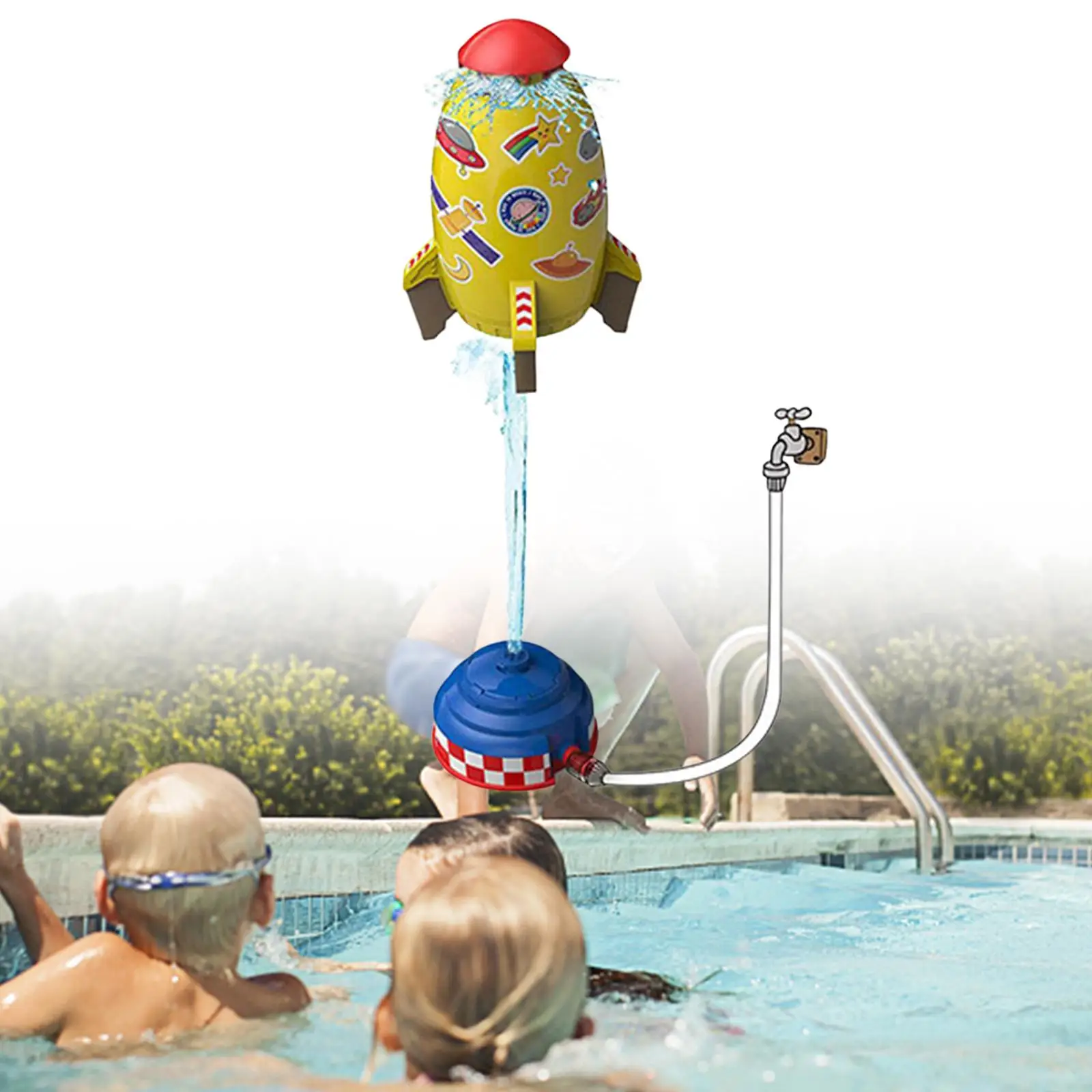 

Summer Rocket Sprinkler Toy 360° Rotating Games Outdoor Water Toys Sprayer Toys