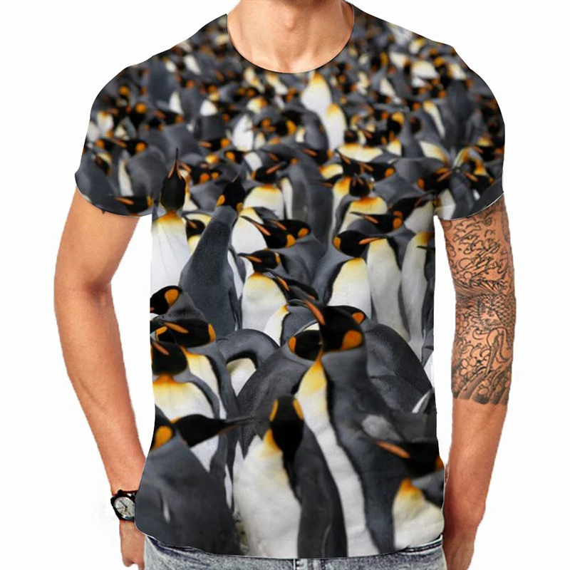 Animal Penguins 3D Print T-shirt Summer Men Women Casual O-Neck Short Sleeve T Shirts Oversized Harajuku Kids Tees Tops Clothing