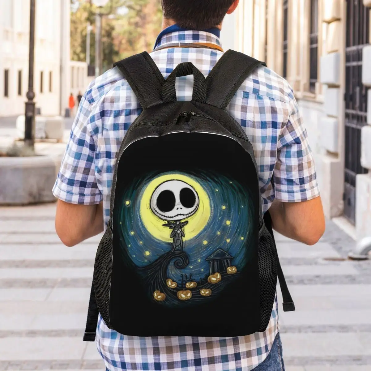 Custom Halloween Jack Skellington Backpack for Women Men School College The Nightmare Before Christmas Bag Print Bookbags