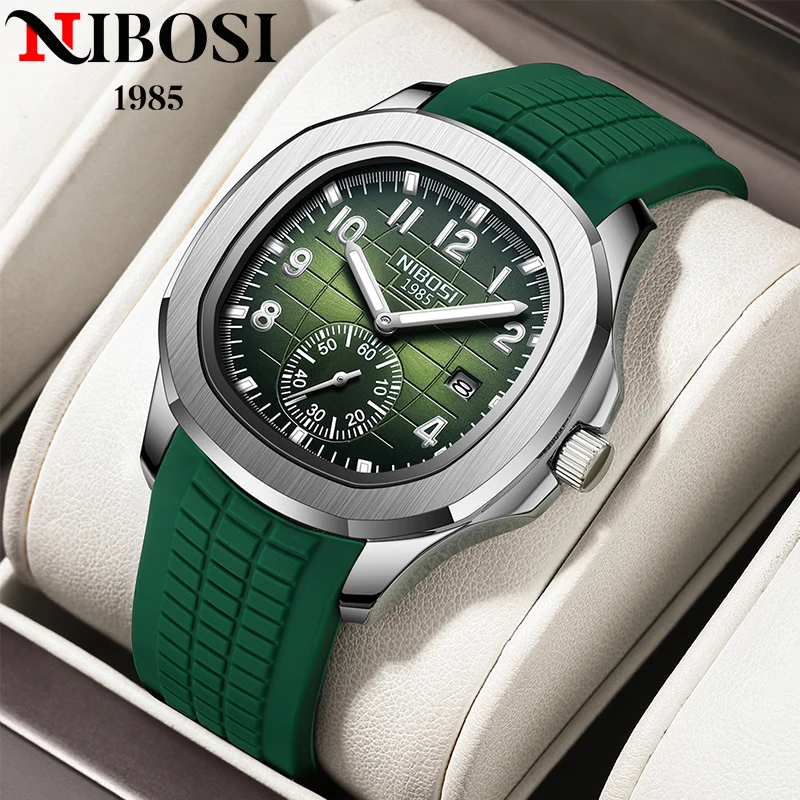 NIBOSI Luxury Watches For Men Stainless Steel Luminous Chronograph Silicone Strap Sports Waterproof Men Watch relogios masculino