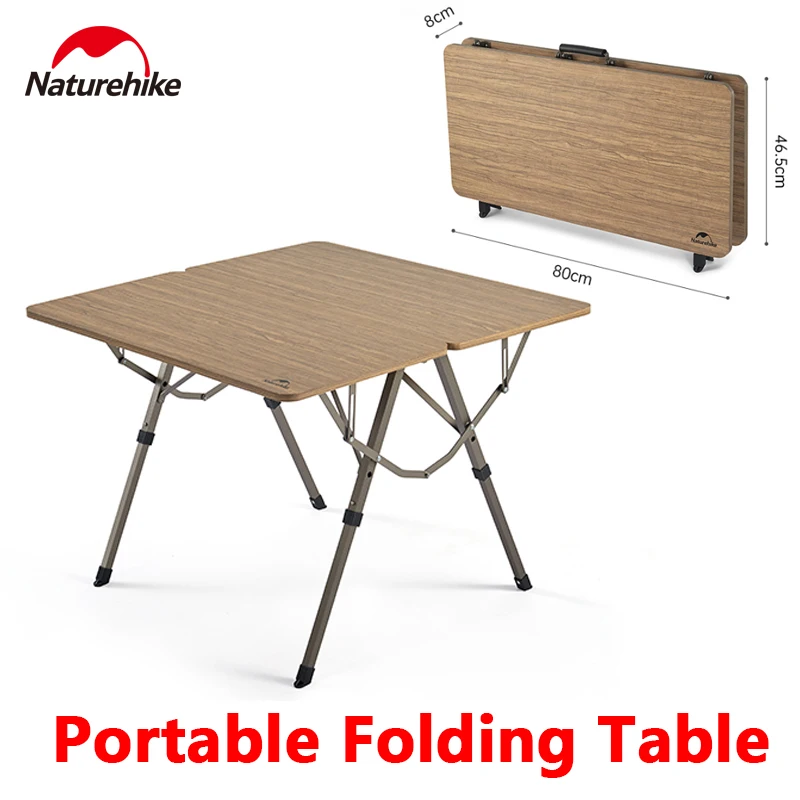 Naturehike Portable Folding Square Table Adjustable Height Lightweight Outdoor Camping Picnic Aluminum Alloy Table Mahjong Desk