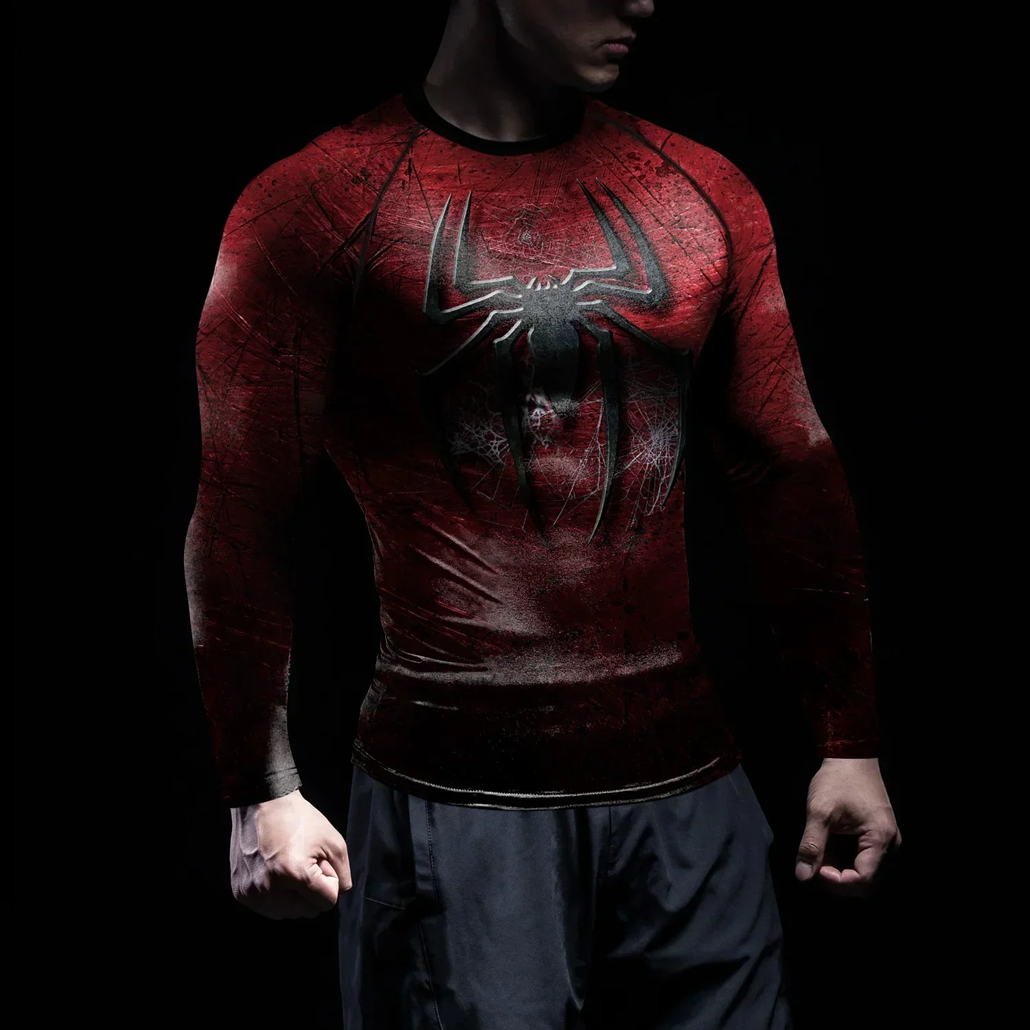 

Cosplay Men's Compression Shirts Sportswear Suit GYM Tight Sports Superhero Spider Print Halloween Cosplay Costume Party Tops