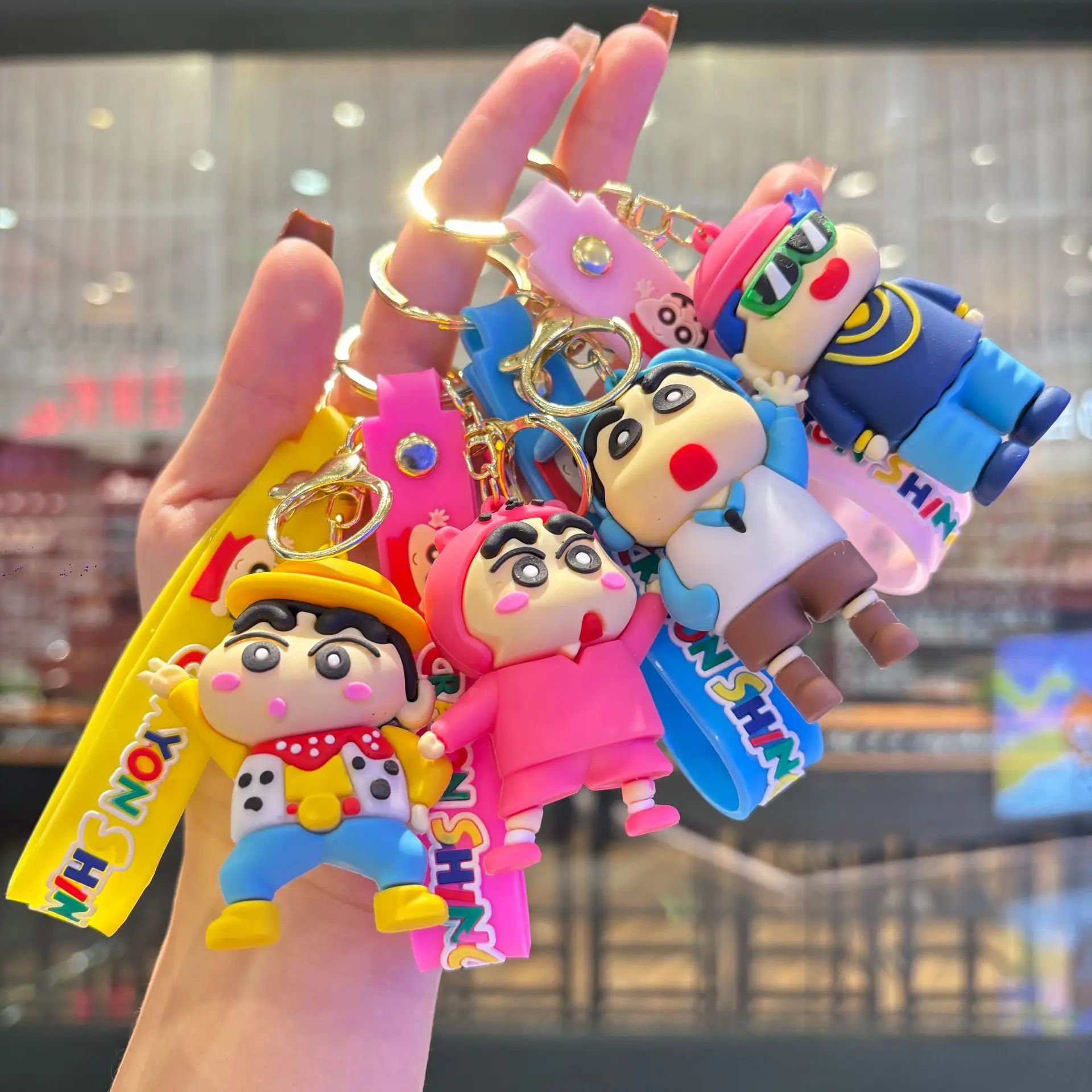 

New model Crayon Shin-Chan Cartoon Keychain Buckle Comic Periphery Backpack Transformation Decoration Gifts Keychain