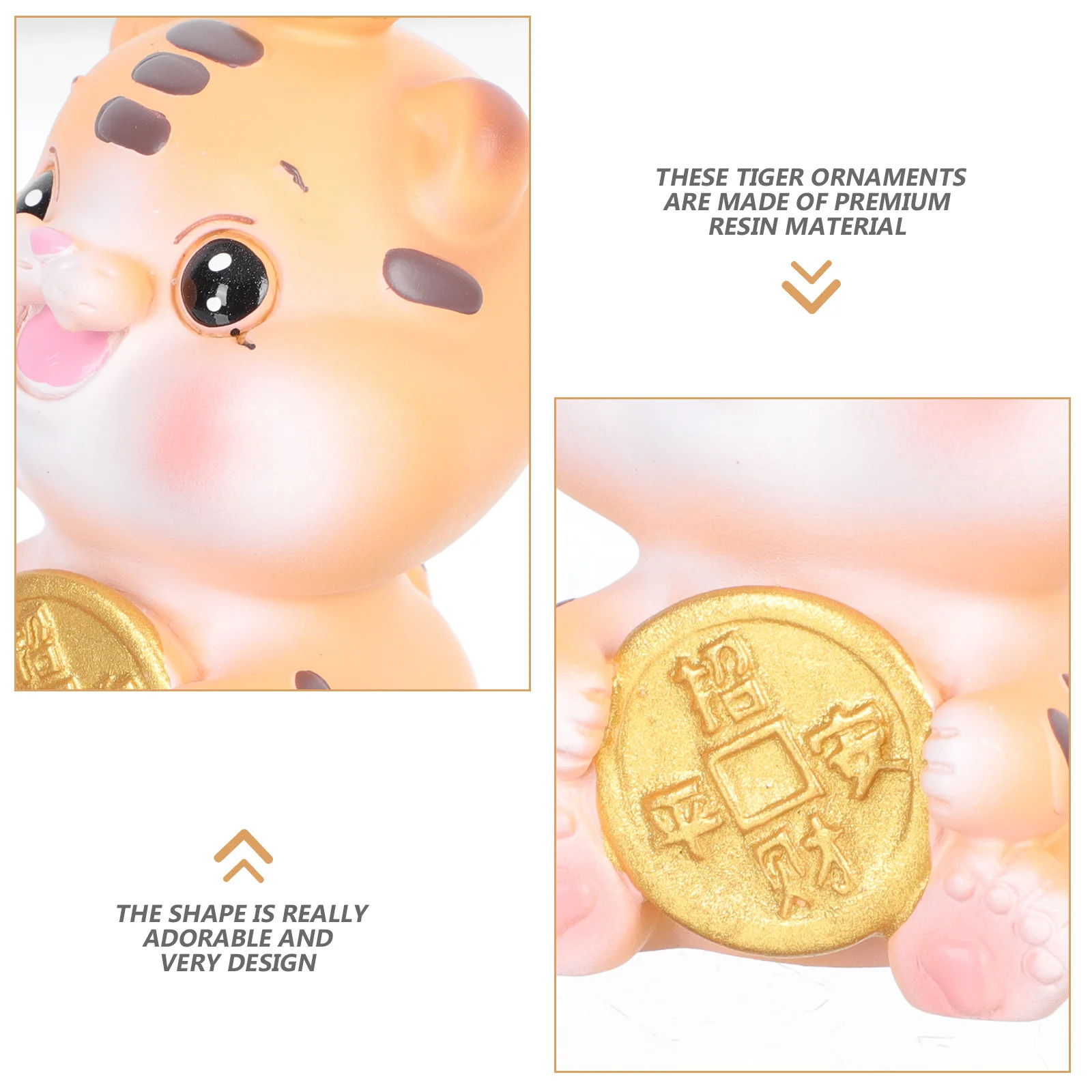 

2Pcs Resin Tiger Decorations Office Desktop Adornments Spring Festival Gift Tiger Adorn Zodiac Decor