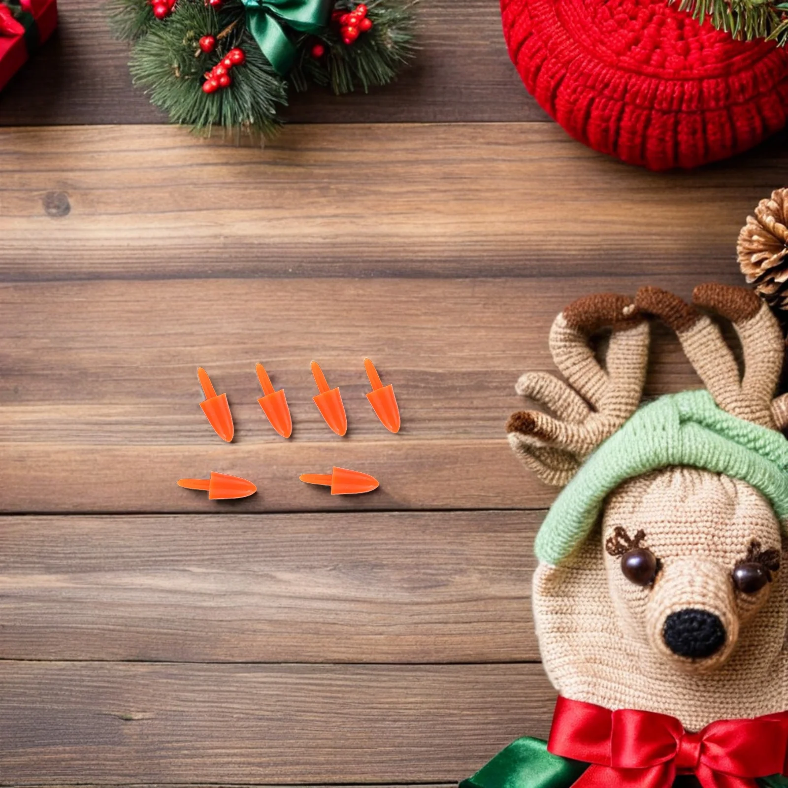 

400Pcs Snowman Craft Supplies Mini Red Plastic Nose for DIY Ornament Decoration Holiday Party Decor Building Kits