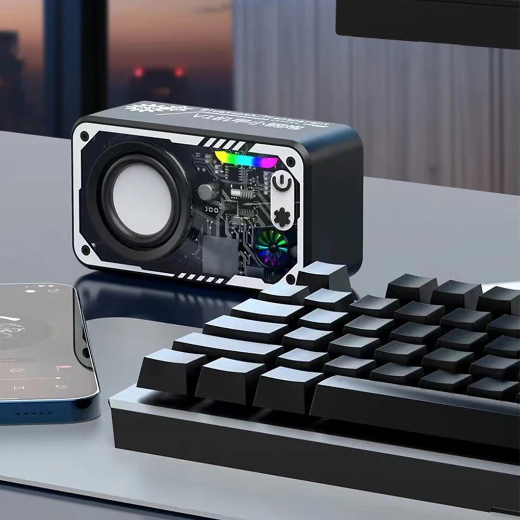 Transparent Mecha Speakers Bluetooth 5.0 Wireless Double Bass Diaphragm Subwoofer Music TWS RGB Light Mini Party Loudspeaker