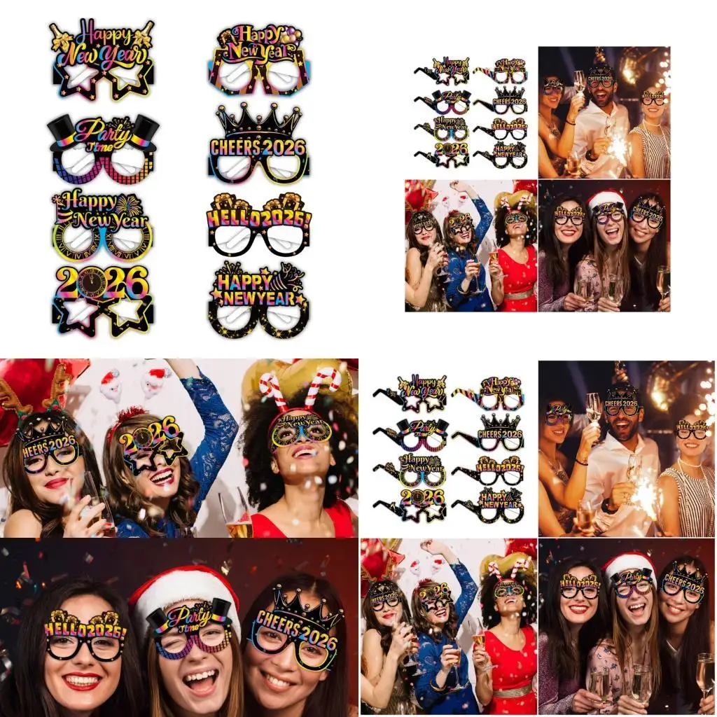

39BB 8 Pcs 2026 New Year Party Glasses Eyewear For Celebrations Costume Accessories