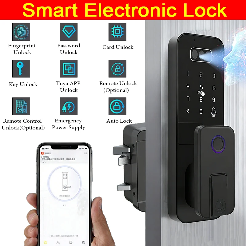 

Tuya 3D Face Palm Recognition Outdoor Gate Smart Door Lock Waterproof App Remote Control Fingerprint Electronic Door Lock
